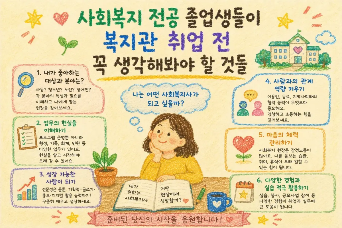 사회복지 전공 졸업생들이 복지관 취업 전 꼭 생각해봐야 할 것들