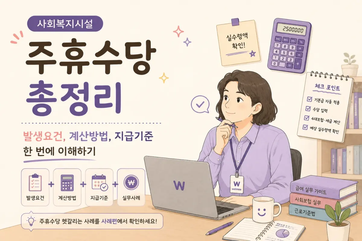 사회복지시설 주휴수당 총정리｜발생요건, 계산방법, 지급기준 한 번에 이해하기